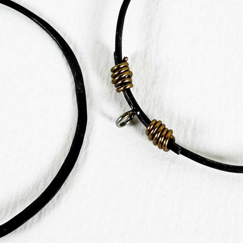 Bound Hoop – Black Annealed & Copper Wire Earrings