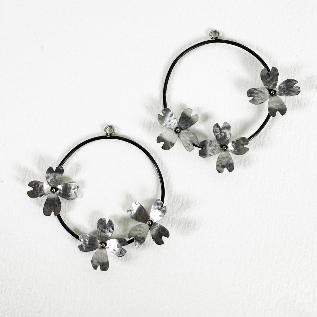 Industrial Bloom Earrings – Stainless Steel Dogwood Flower Jewelry