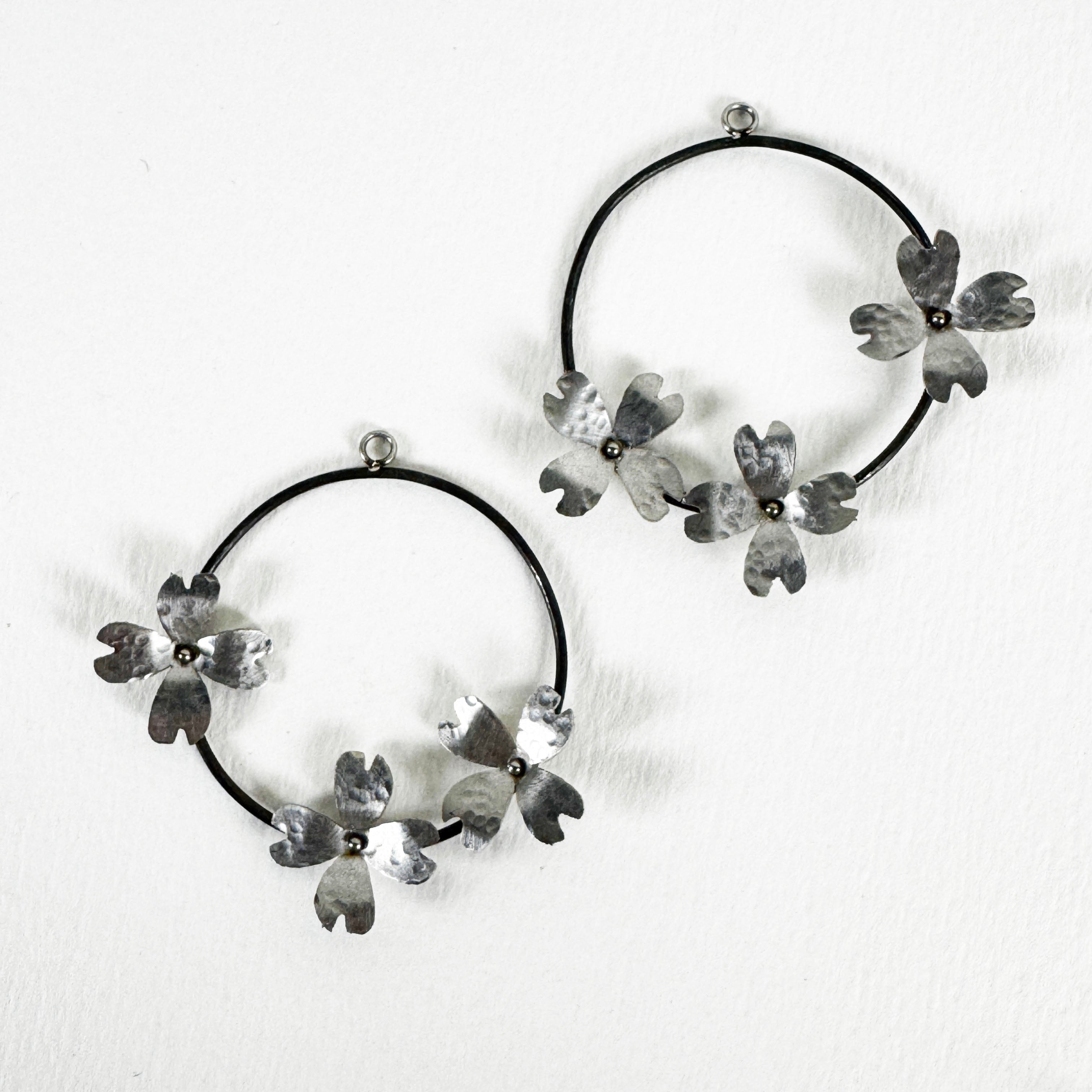 Industrial Bloom Earrings – Stainless Steel Dogwood Flower Jewelry
