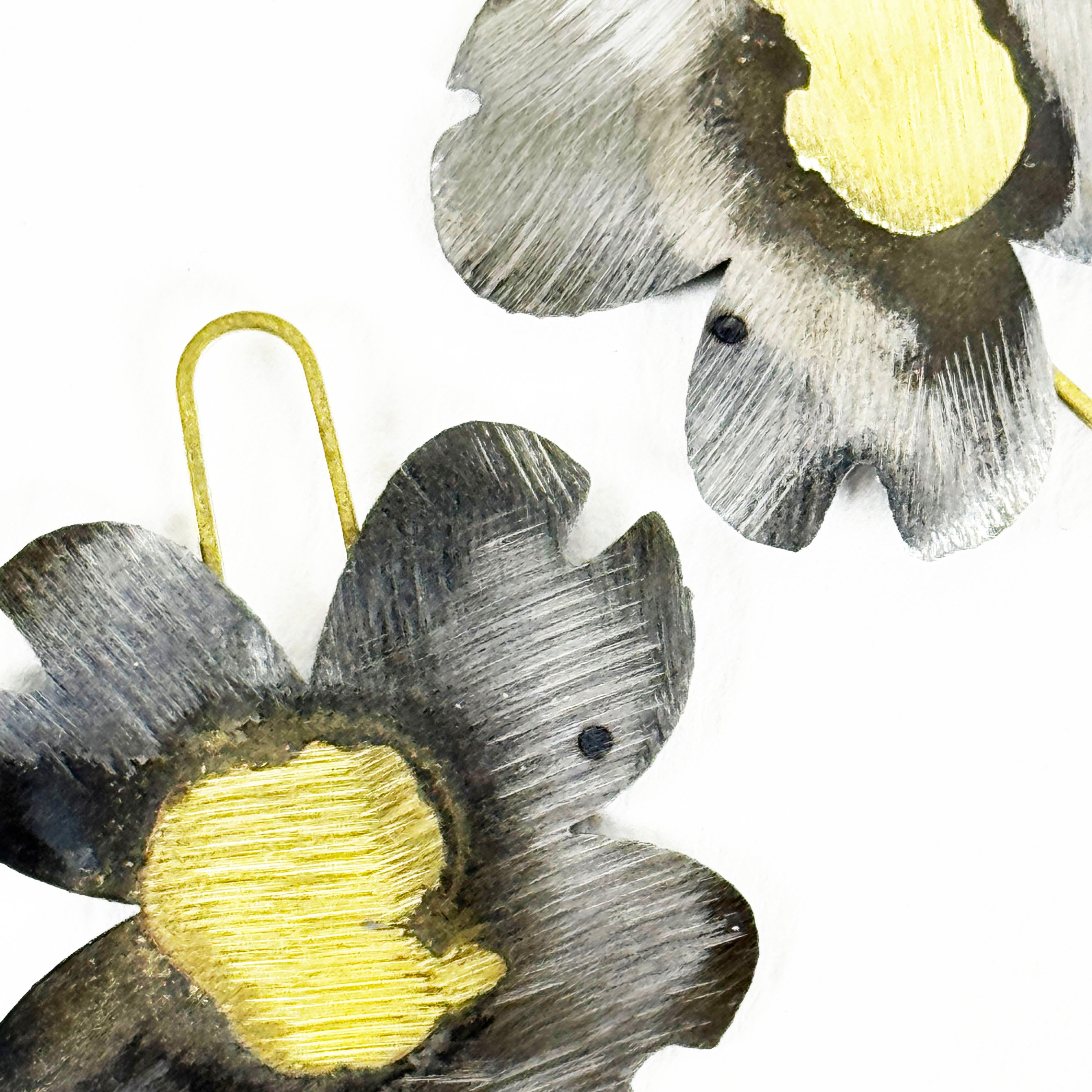 Dogwood Steel & Brass Earrings – Industrial Floral Jewelry