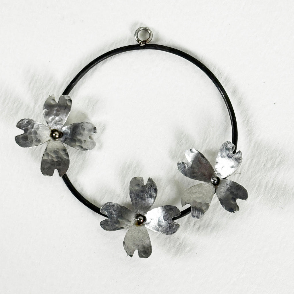 Industrial Bloom Earrings – Stainless Steel Dogwood Flower Jewelry