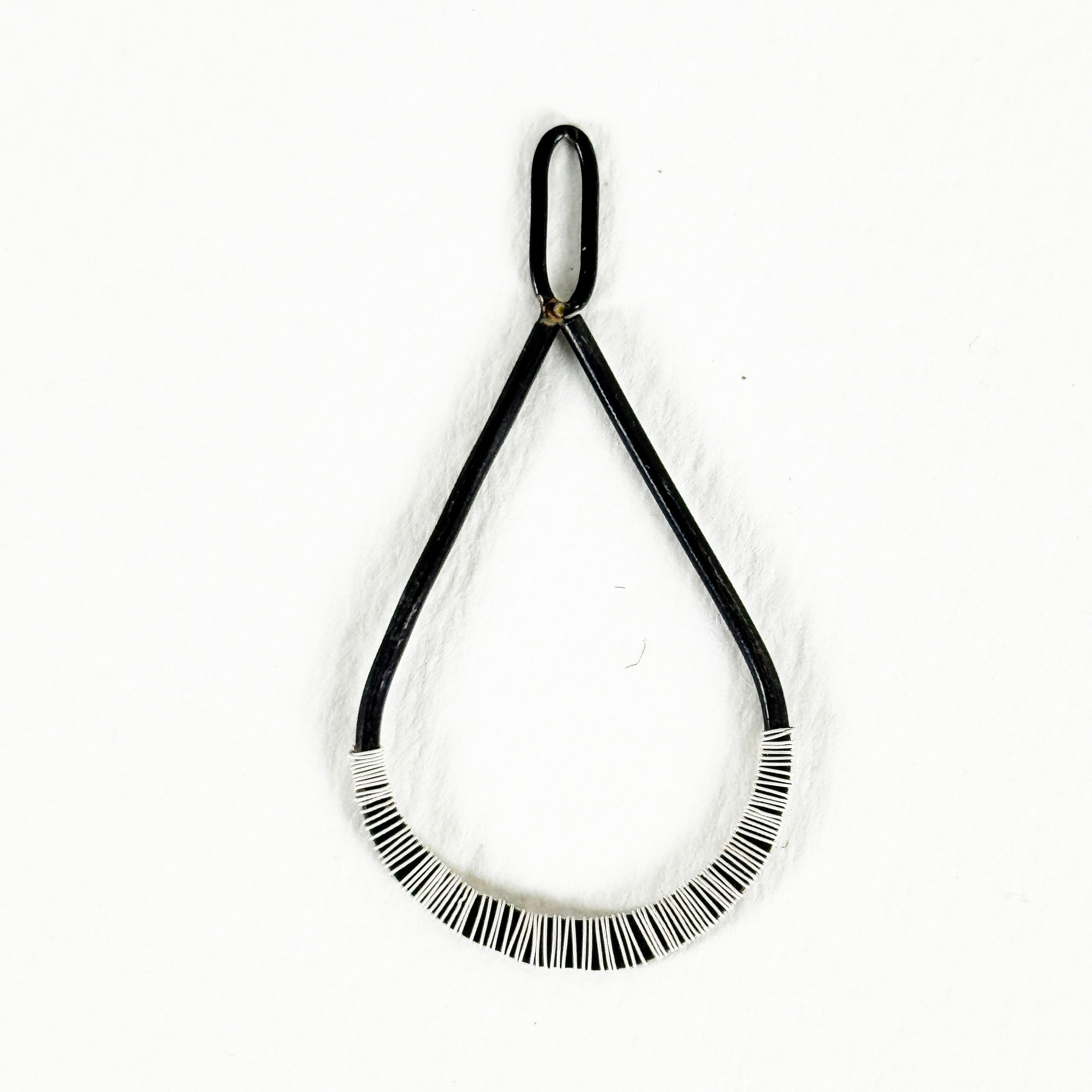 Wrapped Teardrop Earrings – Black Annealed &amp; White Wire Jewelry