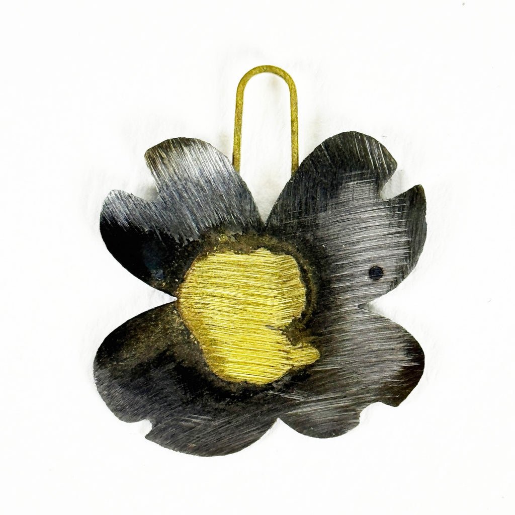 Dogwood Steel & Brass Earrings – Industrial Floral Jewelry