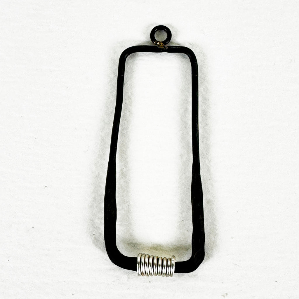 Elongated Rectangle – Hammered Annealed Wire & Silver Wire Earrings