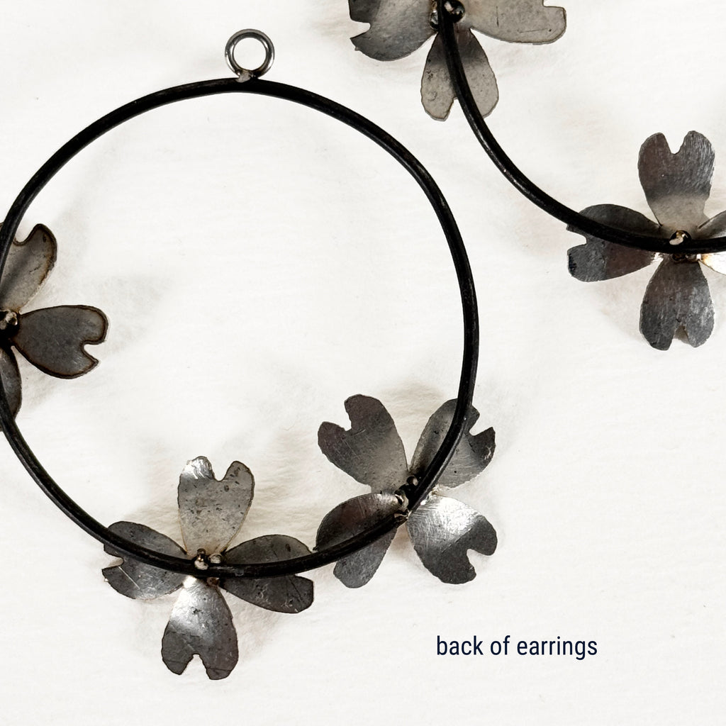 Hammered Blooms – Stainless Steel & Brazed Earrings