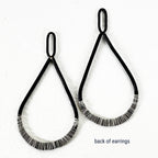 Wrapped Teardrop – Black Annealed & White Wire Earrings